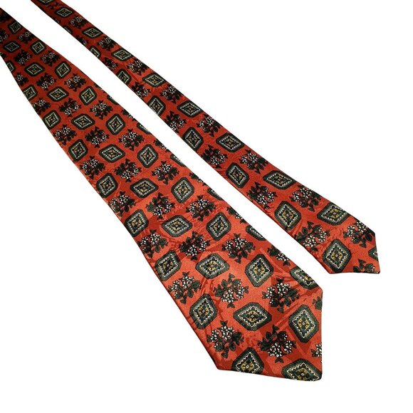 R. Andreotti Other - R Andreotti Mens Handmade Vintage Designer Silk Tie Floral Carmel Olive Coloring